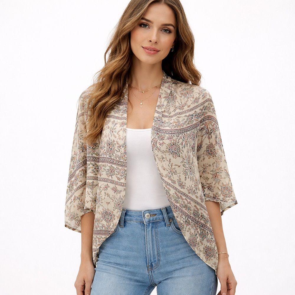 Village Artisan Handcrafted colorful shrug cardigan coverup Aztec